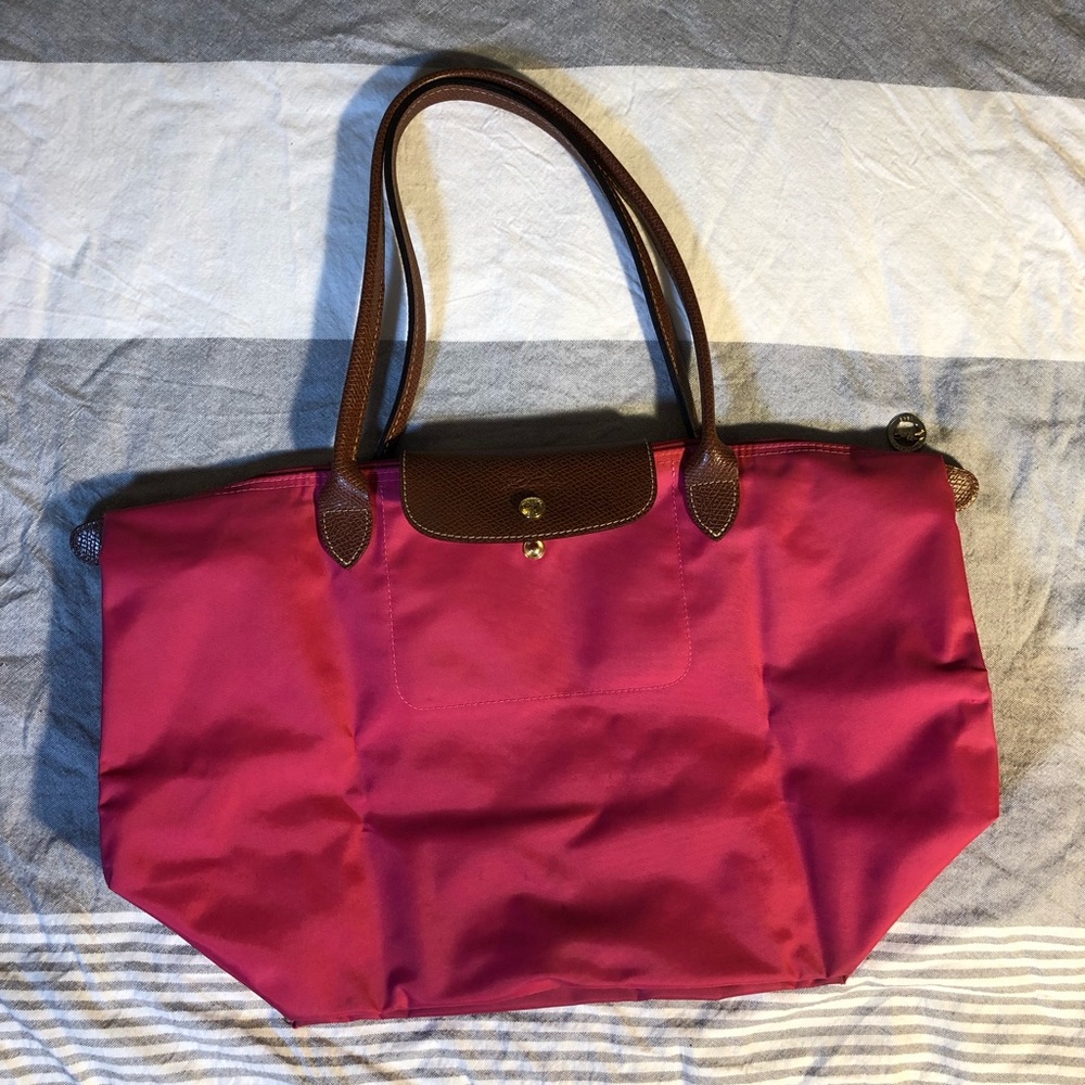 Large Longchamp Le Pliage Tote with long h…